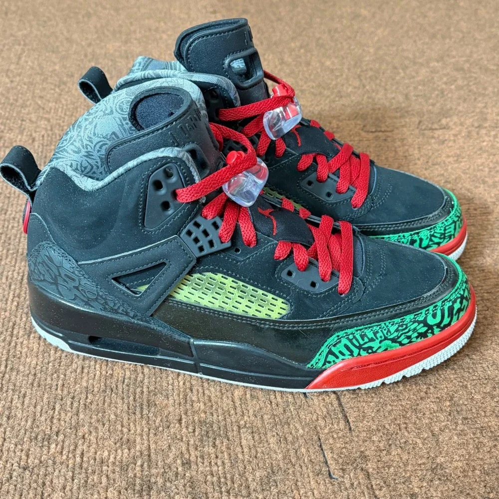 Jordan Spizike Black Varsity Red Green Elephant Print 315371-026 Mens Size 9.5
